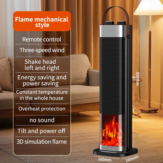 Smart Electric Patio Heater with PTC Ceramic Technology, Humidifier Function, and Simulated Flame for Indoor and Outdoor Use
