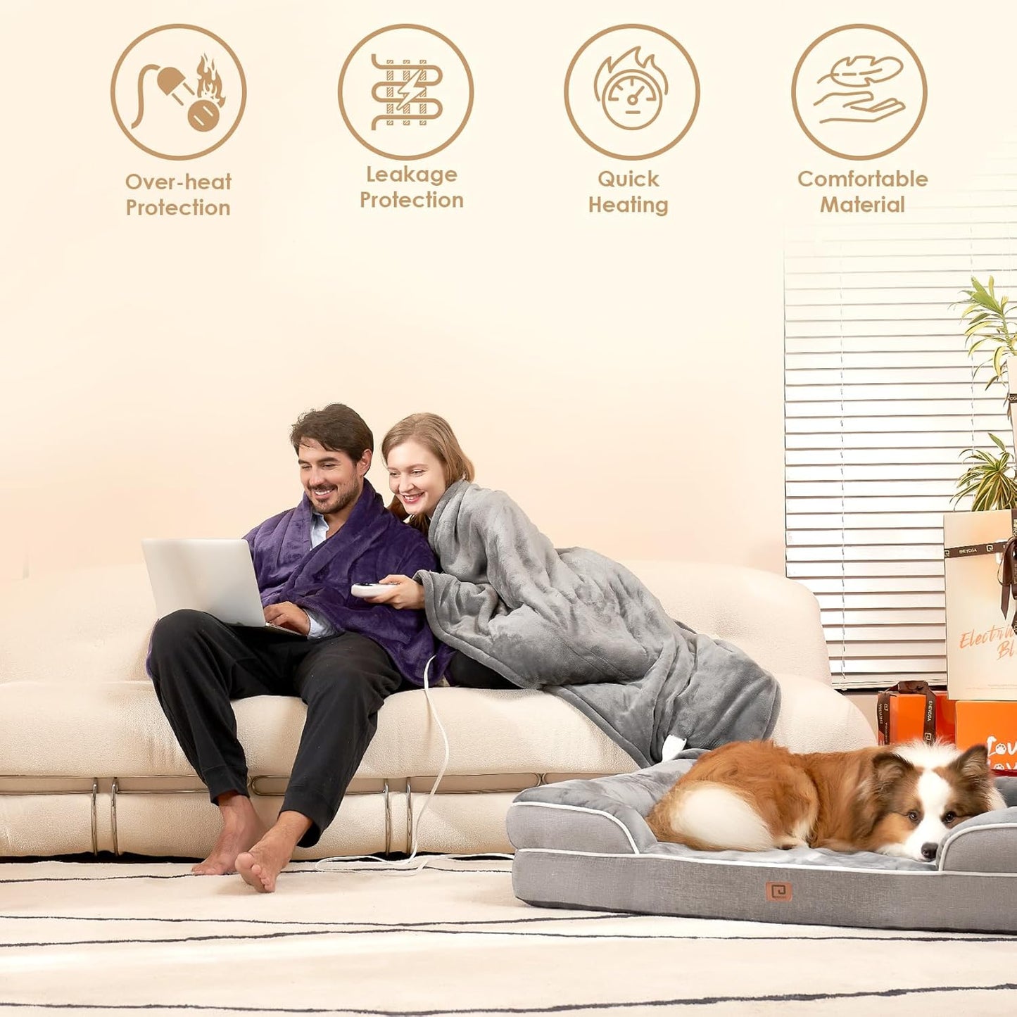 Heated Blanket Electric Blanket Throw - Heating Blanket with 6 Heating Levels & 10 Hours Auto Off, Soft Cozy Sherpa Washable Blanket with Fast Heating, 50 X 60 Inches, Grey