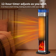 Smart Electric Patio Heater with PTC Ceramic Technology, Humidifier Function, and Simulated Flame for Indoor and Outdoor Use