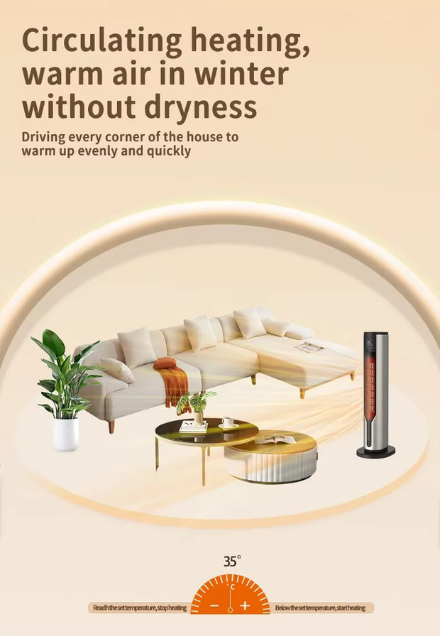 Ceramic PTC Vertical Heating Fan - 2000W Fast-Heating Room Space Heater (110V/220V-240V)