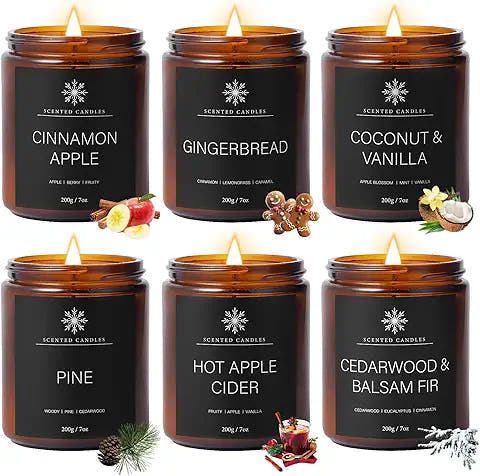 6 Pack Winter Candles for Home Scented, Aromatherapy Candles Gift for Women Men, 42Oz 300 Hour Long Lasting Candle, Winter Candle Gift for Holiday, Gifts for Birthday, Valentine'S Day