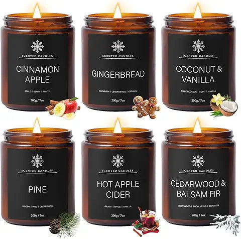 6 Pack Winter Candles for Home Scented, Aromatherapy Candles Gift for Women Men, 42Oz 300 Hour Long Lasting Candle, Winter Candle Gift for Holiday, Gifts for Birthday, Valentine'S Day