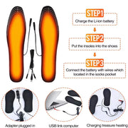 2/1 Pair USB Heated Shoe Insoles Electric Foot Warming Pad Feet Warmer Sock Pad Mat Winter Outdoor Sports Heating Insole Warm