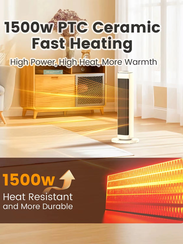 25" Space Heater for Indoor Use Large Room, Ceramic Tower Electric Heater with Thermostat