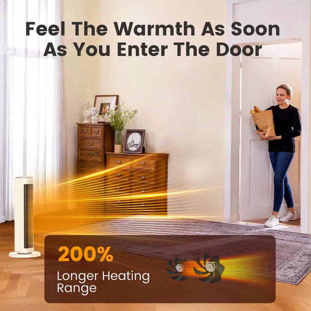 25" Space Heater for Indoor Use Large Room, Ceramic Tower Electric Heater with Thermostat