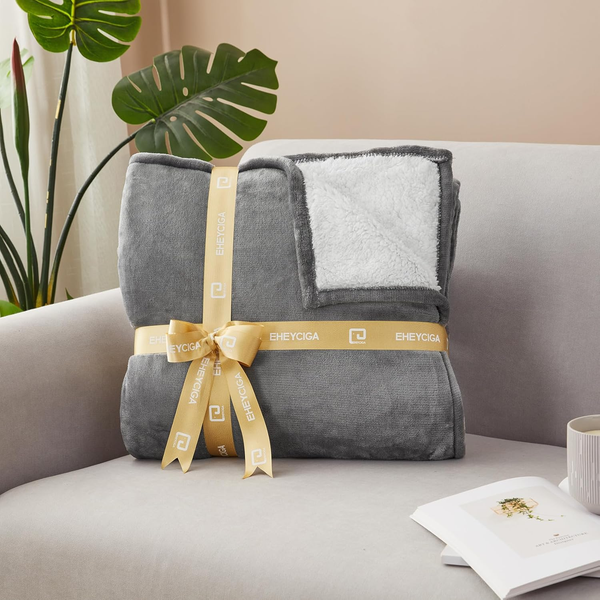 Heated Blanket Electric Blanket Throw - Heating Blanket with 6 Heating Levels & 10 Hours Auto Off, Soft Cozy Sherpa Washable Blanket with Fast Heating, 50 X 60 Inches, Grey