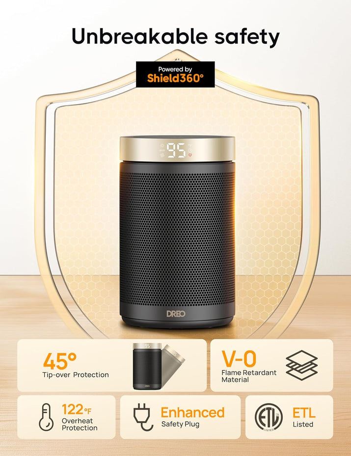 Space Heater, Portable Electric Heaters for Indoor Use with Thermostat and Remote, 2024 Upgraded, Digital Display, 12H Timer, 5 Mode, 1500W PTC Ceramic Fast Safety Heat for Office Bedroom Home