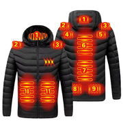 Men'S Parka Winter Warm USB Heating Jackets Smart Thermostat Pure Color Hooded Heated Clothing Male Bobojaco Warm Padded Jacket