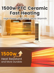 25" Space Heater for Indoor Use Large Room, Ceramic Tower Electric Heater with Thermostat