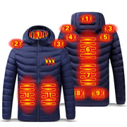 Men'S Parka Winter Warm USB Heating Jackets Smart Thermostat Pure Color Hooded Heated Clothing Male Bobojaco Warm Padded Jacket