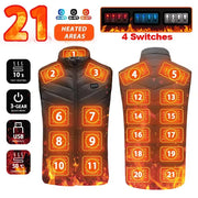 21 Heated Vest Zones Electric Heated Jackets Men Women Sportswear Heated Coat Graphene Heat Coat USB Heating Jacket for Camping